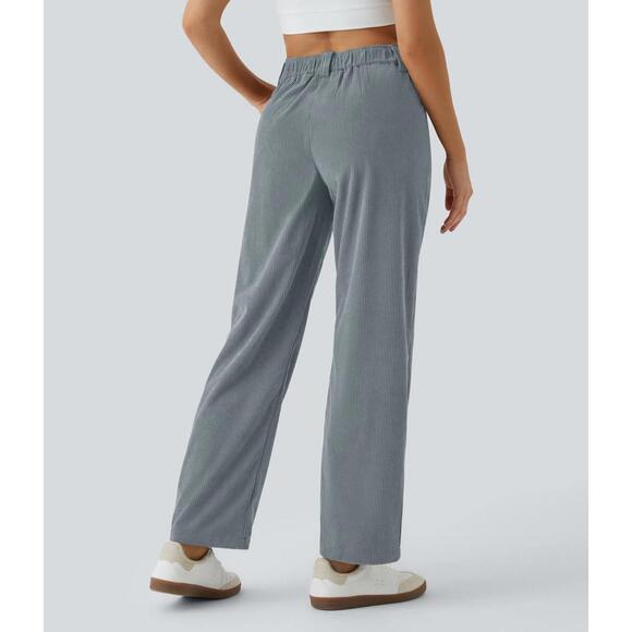 NWT Halara Mid Rise Zipper Pocket Corduroy Casual Pants Cloud Gray Blue Size L - Picture 3 of 11